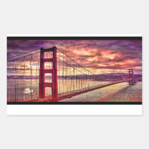 Golden Gate Bridge in San Francisco, California. Rectangular Sticker