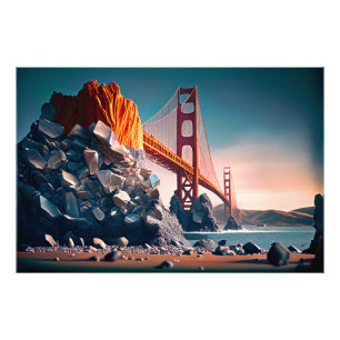 Golden Gate Bridge in San Francisco, Digital Art, Photo Print