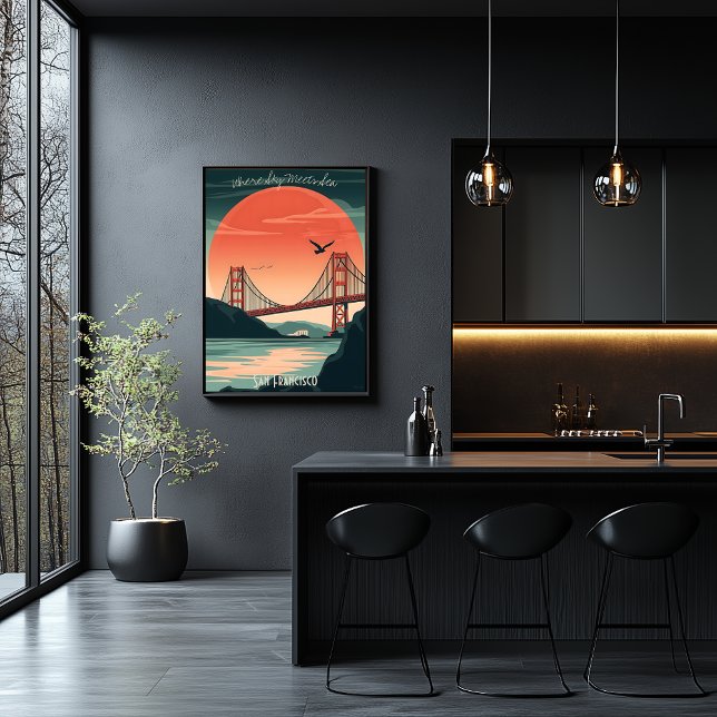 Golden Gate Bridge - Minimalist Sunset Silhouette  Poster (Creator Uploaded)