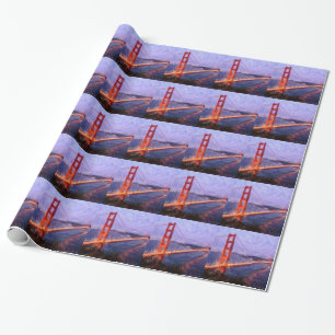 Golden Gate Bridge -- mixed media painting Wrapping Paper