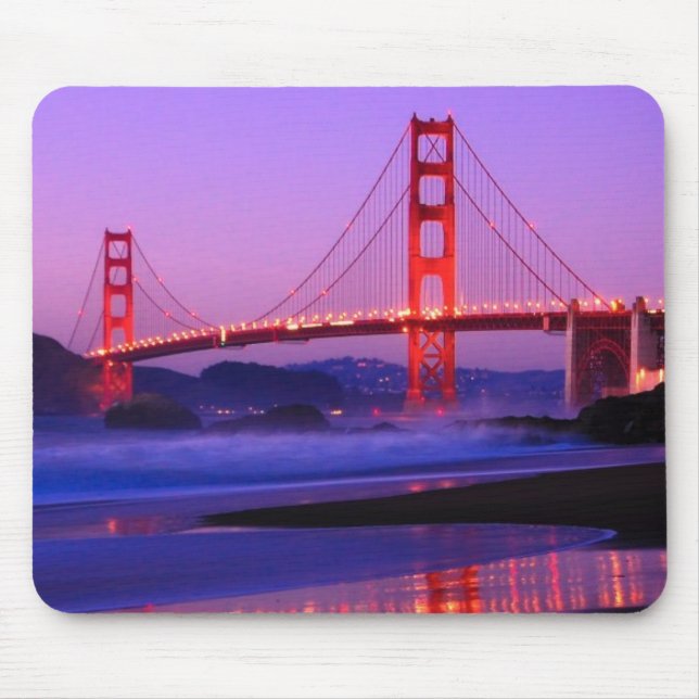 Golden Gate Bridge on Baker Beach at Sundown Mouse Pad (Front)