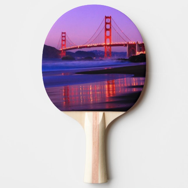 Golden Gate Bridge on Baker Beach at Sundown Ping Pong Paddle (Front)