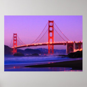 Golden Gate Bridge on Baker Beach at Sundown Poster