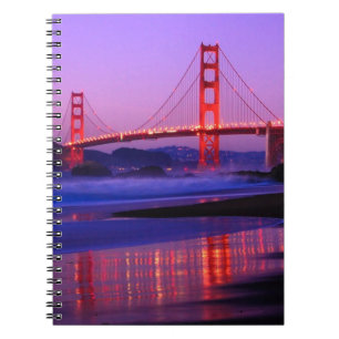 Golden Gate Bridge on Baker Beach at Sundown Spiral Notebook