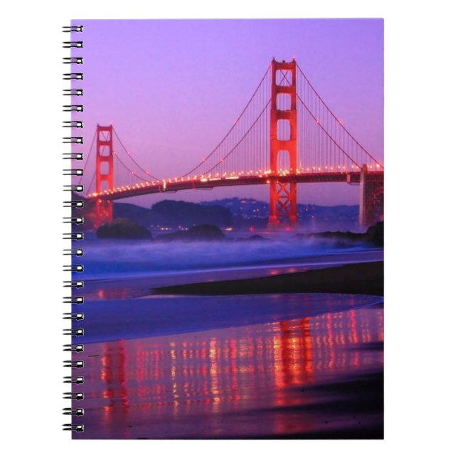Golden Gate Bridge on Baker Beach at Sundown Spiral Notebook (Front)
