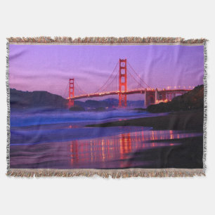 Golden Gate Bridge on Baker Beach at Sundown Throw Blanket