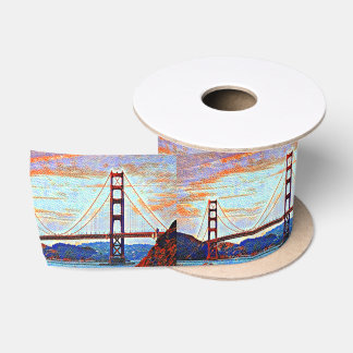 Golden Gate Bridge painting Satin Ribbon