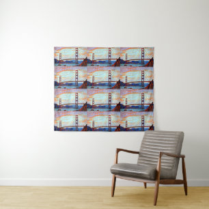 Golden Gate Bridge painting Tapestry