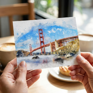 Golden Gate Bridge Pastel in San Francisco Postcard