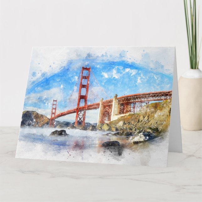 Golden Gate Bridge pastel in San Francisco Thank You Card (Front)