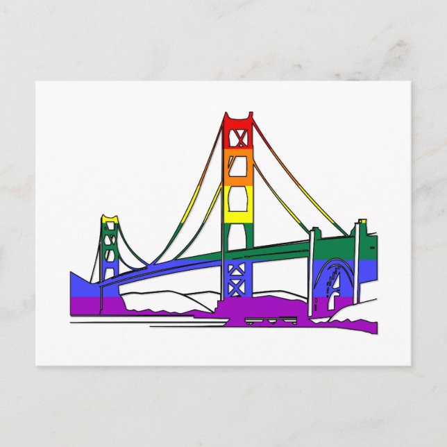Golden Gate Bridge Rainbow Pride Postcard (Front)