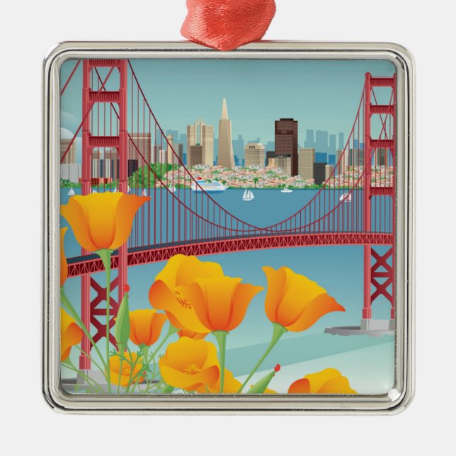 Golden Gate Bridge | San Francisco, CA Metal Tree Decoration (Front)
