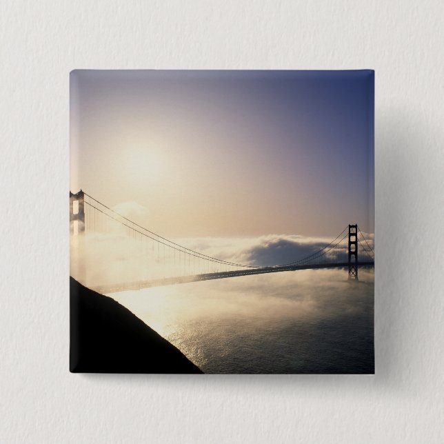 Golden Gate Bridge, San Francisco, California, 4 15 Cm Square Badge (Front)