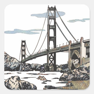 Golden Gate Bridge San Francisco California Square Sticker