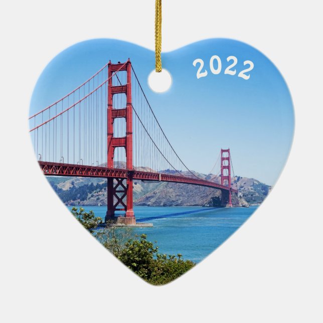 Golden Gate Bridge, San Francisco, Ceramic Tree Decoration (Back)