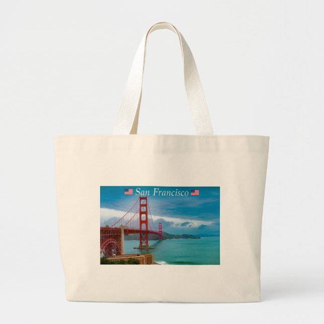 Golden Gate Bridge San Francisco Large Tote Bag (Front)