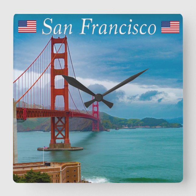 Golden Gate Bridge San Francisco Square Wall Clock (Front)