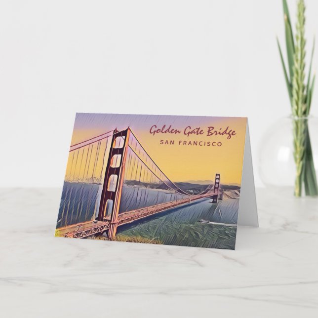 Golden Gate Bridge San Francisco Vintage Painting Card (Front)