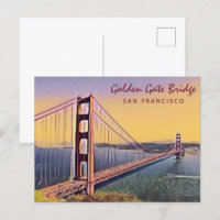 Golden Gate Bridge San Francisco Vintage Painting