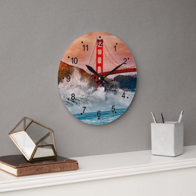 Golden Gate Bridge San Francisco Wall Large Clock (Office)