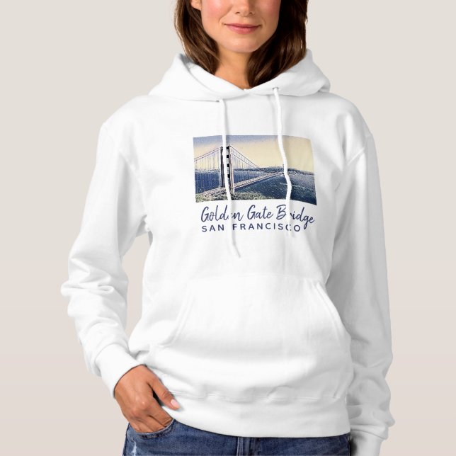 Golden Gate Bridge San Francisco Watercolor Art Hoodie (Front)