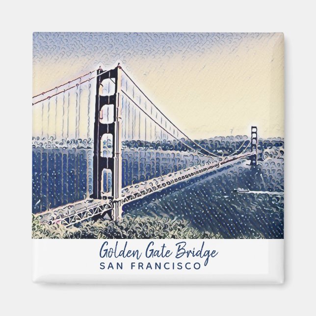 Golden Gate Bridge San Francisco Watercolor Art Magnet (Front)