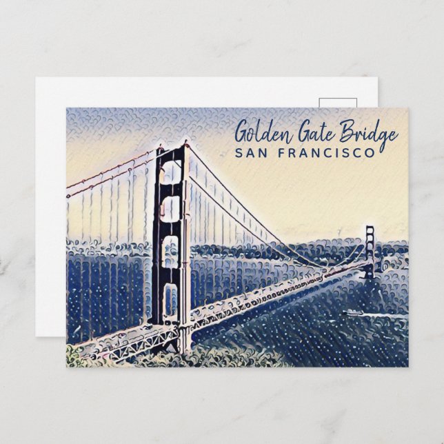 Golden Gate Bridge San Francisco Watercolor Art Postcard (Front/Back)