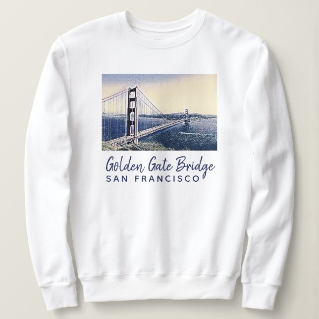 Golden Gate Bridge San Francisco Watercolor Art  Sweatshirt (Design Front)