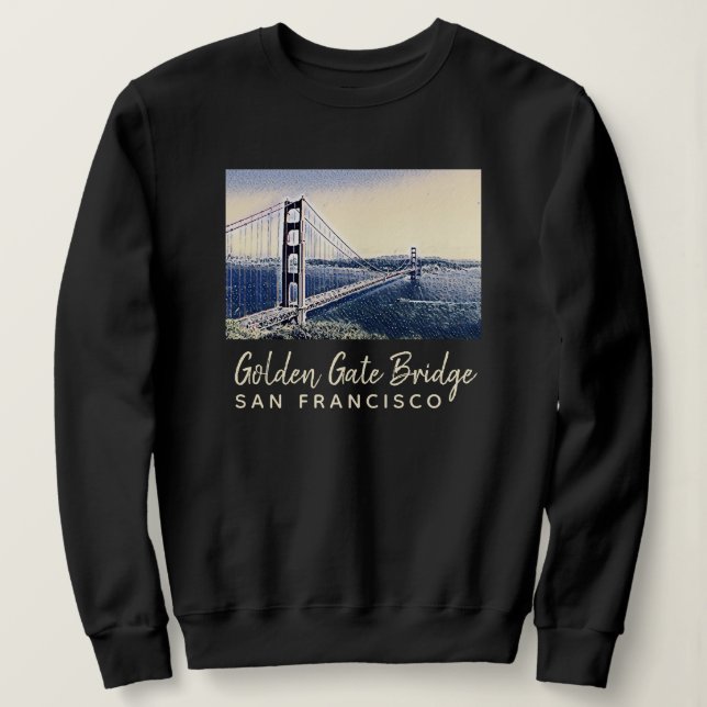 Golden Gate Bridge San Francisco Watercolor Art Sweatshirt (Design Front)