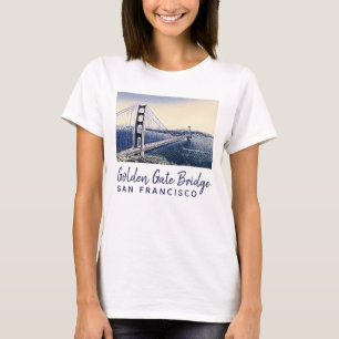Golden Gate Bridge San Francisco Watercolor Art T-Shirt