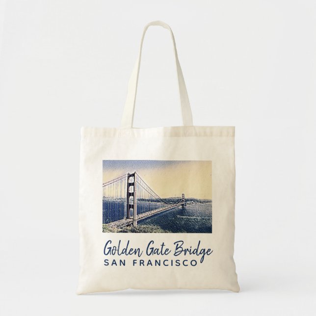 Golden Gate Bridge San Francisco Watercolor Art Tote Bag (Front)