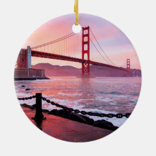Golden Gate Bridge, scenic photograph, Ceramic Tree Decoration