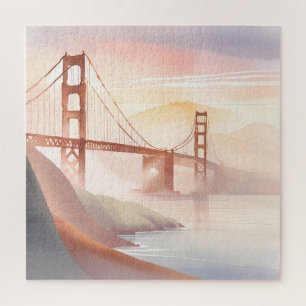Golden Gate Bridge   Sunrise Beautiful Watercolor Jigsaw Puzzle