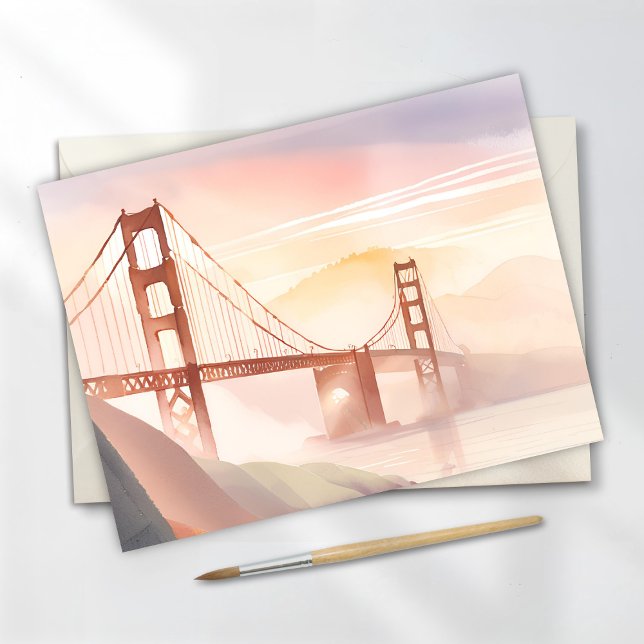 Golden Gate Bridge | Sunrise Beautiful Watercolor Postcard (Creator Uploaded)