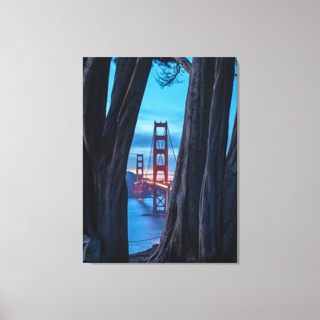 Golden Gate Bridge Through Trees at Twilight  Canvas Print (Front)