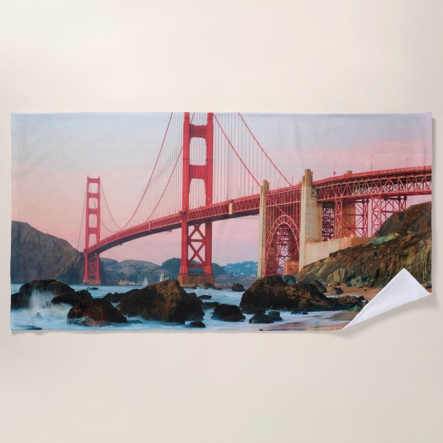 Golden gate bridge throw pillow beach towel (Front)