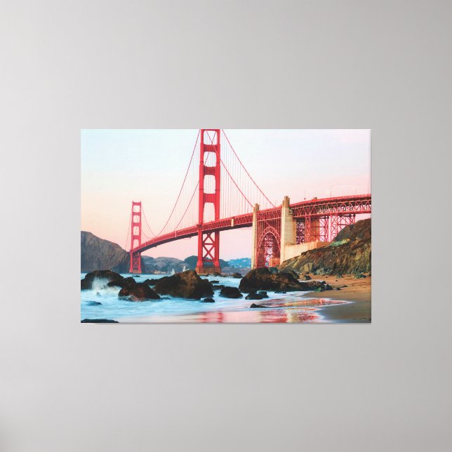Golden gate bridge throw pillow canvas print (Front)