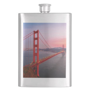 Golden gate bridge throw pillow hip flask