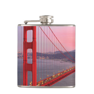 Golden gate bridge throw pillow hip flask