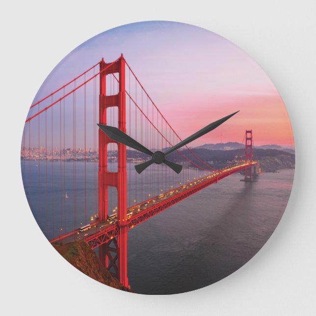 Golden gate bridge throw pillow large clock (Front)