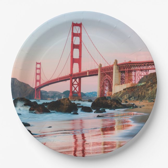 Golden gate bridge throw pillow paper plate (Front)