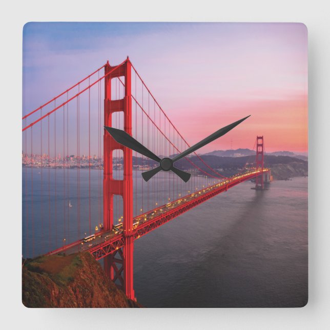 Golden gate bridge throw pillow square wall clock (Front)
