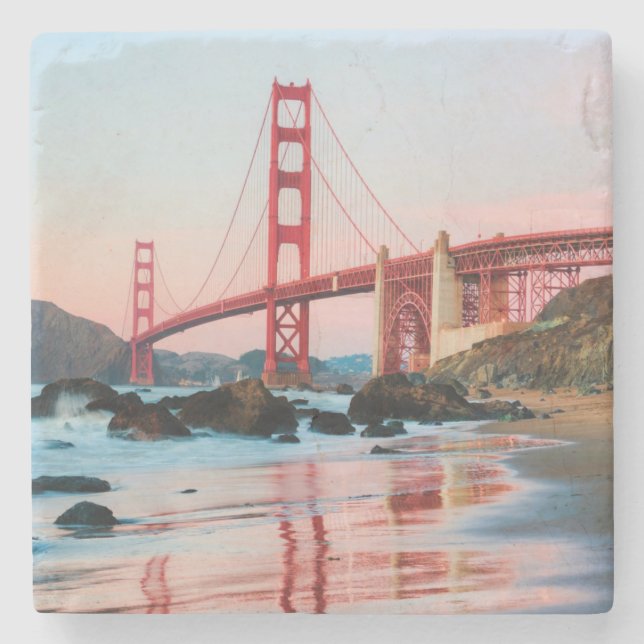 Golden gate bridge throw pillow stone coaster (Front)