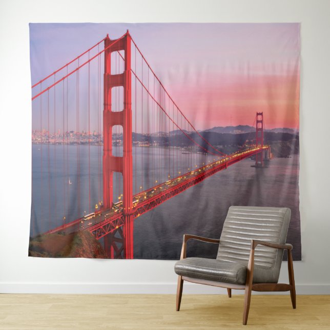 Golden gate bridge throw pillow tapestry (In Situ (Horizontal))