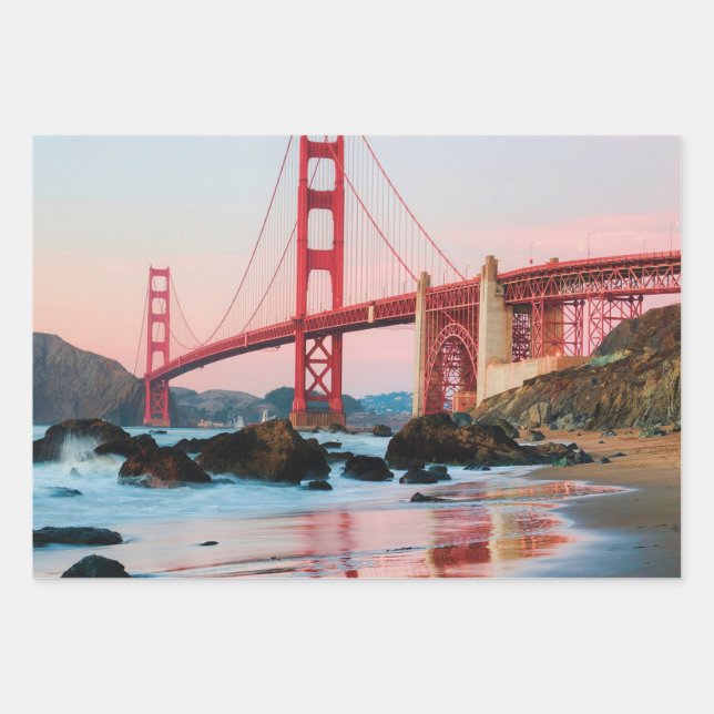 Golden gate bridge throw pillow wrapping paper sheet (Front)