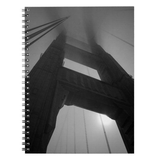 Golden Gate Bridge Tower in Fog - San Francisco Notebook (Front)