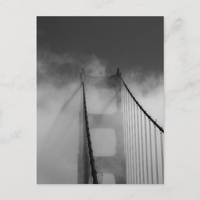 Golden Gate Bridge Tower Shrouded in Fog  Postcard (Front)