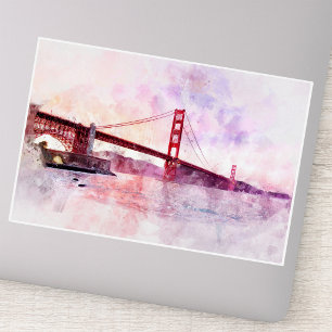 Golden Gate Bridge Watercolor at Sunset
