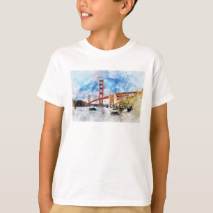 Golden Gate Bridge watercolor in San Francisco T-Shirt