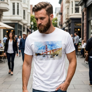 Golden Gate Bridge watercolor in San Francisco T-Shirt